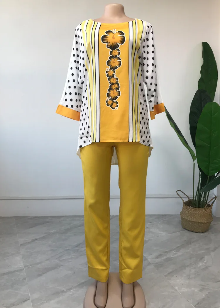 

Two Piece Set Africa Clothes African New Dashiki Fashion Printing Suit Top Trousers Super Elastic Party for Women Outfits