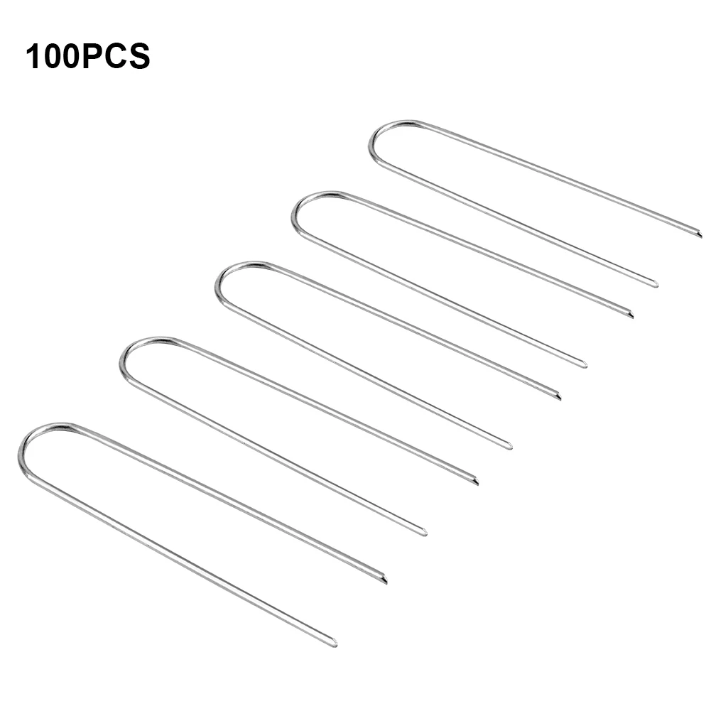 

100pcs/ Set Sturdy Durable Sharp Ground Garden U-shaped Pin Peg Staple