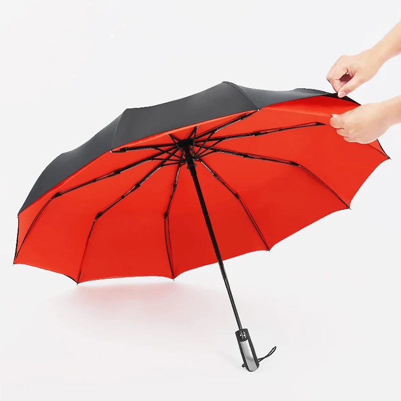 3 складной стекловолокна двойной Слои зонтик мужские водонепроницаемые