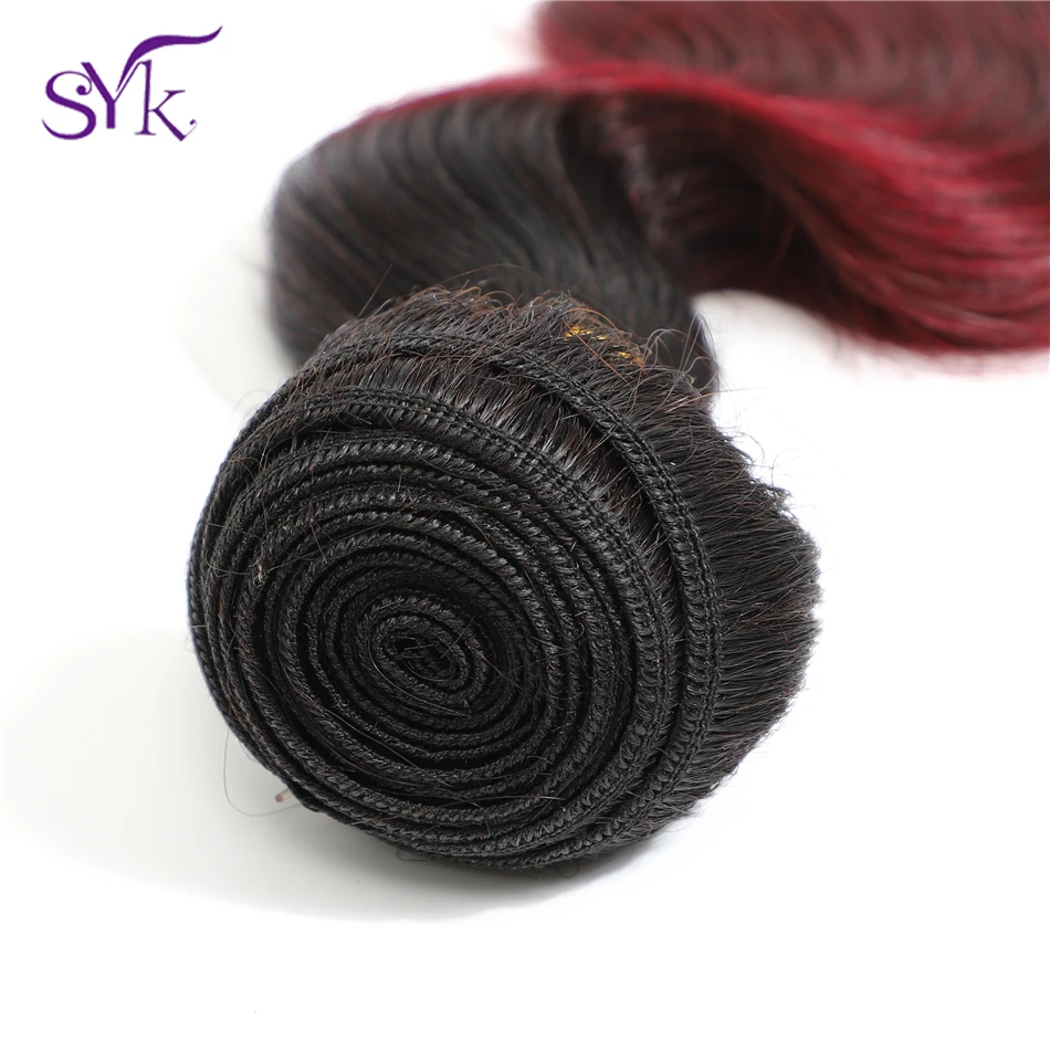 SYK Ombre Brazilian Human Hair Weave T1B/99J Straight Hair Bundles 1 Piece Pre Colored 10"-26" Non Remy Hair Extensions