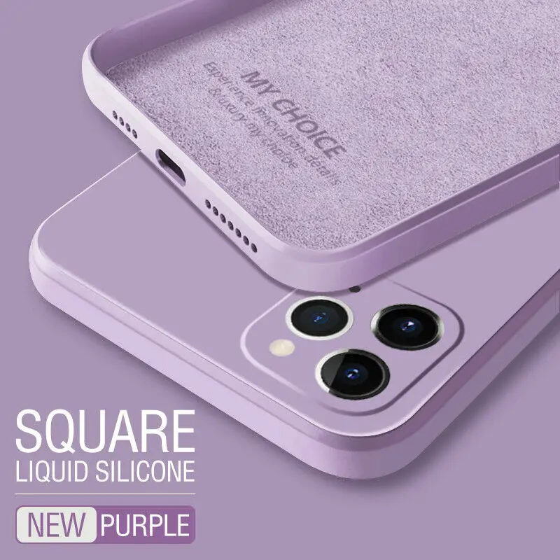 

Luxury Original Square Liquid Silicone Phone Case For iPhone 12 11 Pro Max Mini XS X XR 7 8 Plus SE 2 Thin Soft Cover Candy Case