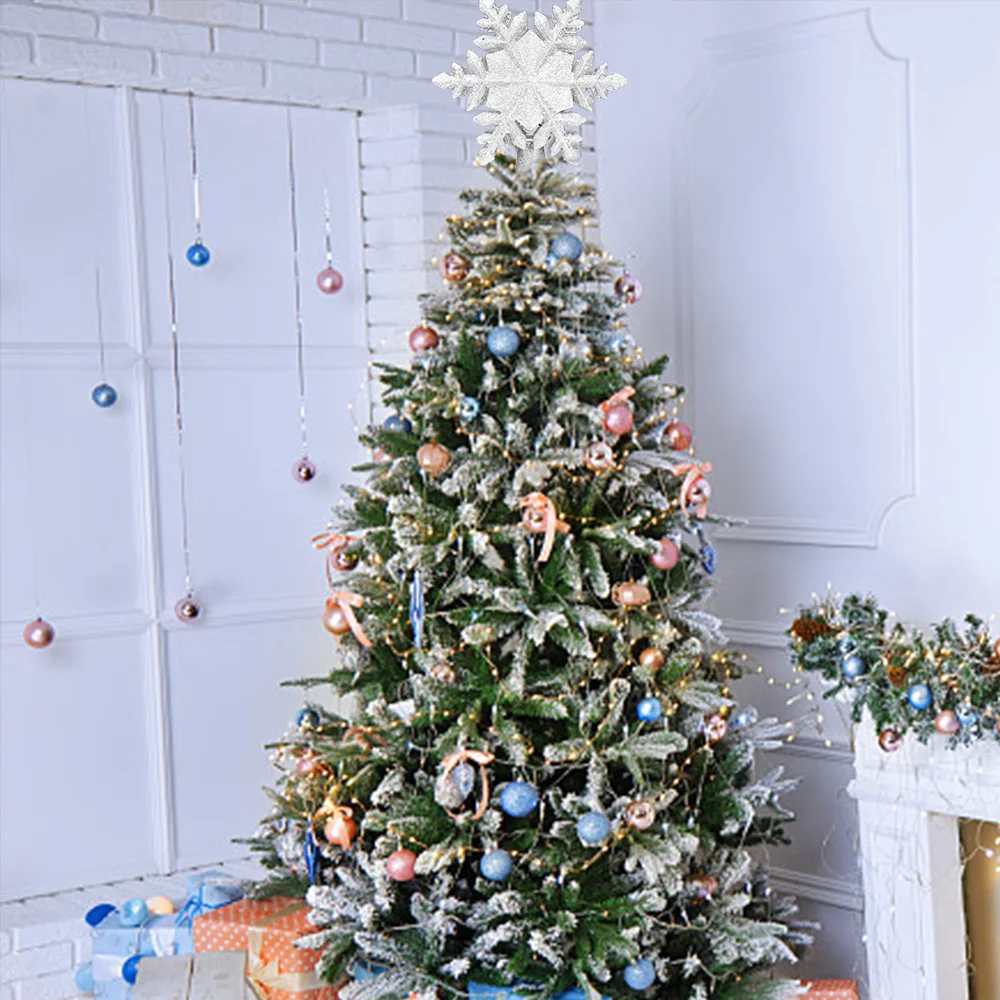 Рождественская елка Топпер звезда освещенная 3D Блестящий серебристый