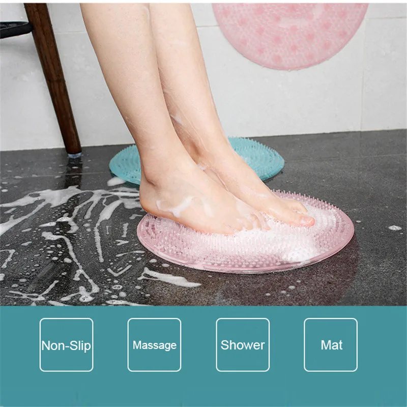 31 см круглая силиконовая щетка для ванны и душа массажер тела стоп очищающая