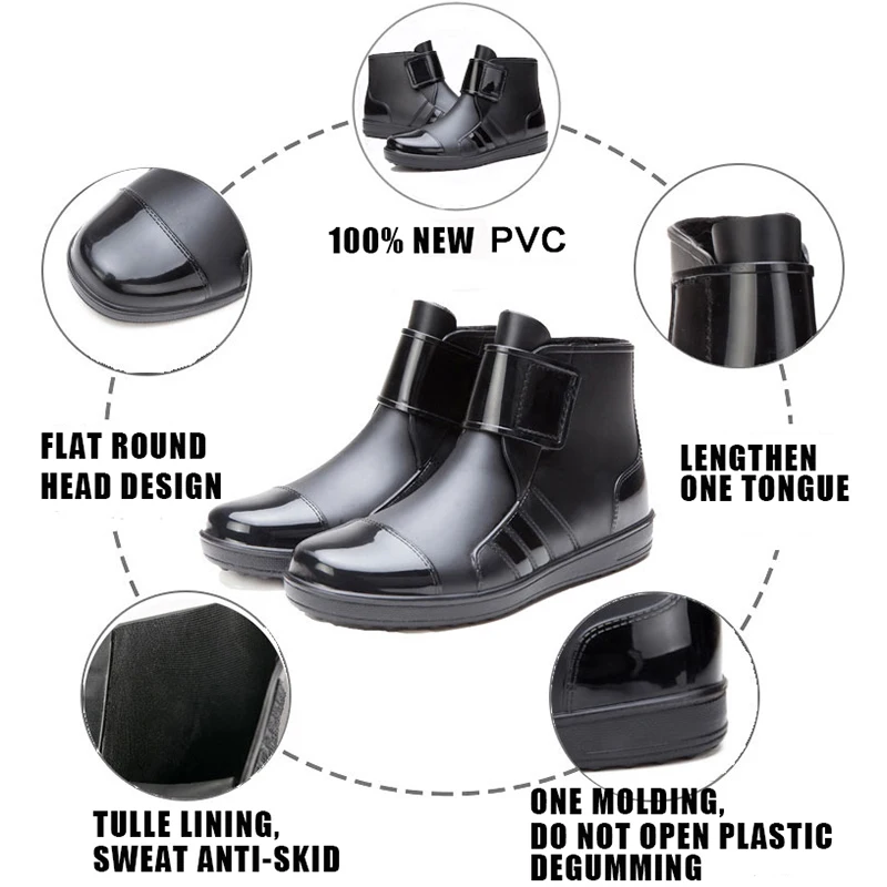 Резиновые сапоги в байкерском стиле Водонепроницаемый ПВХ с резиновым мотором
