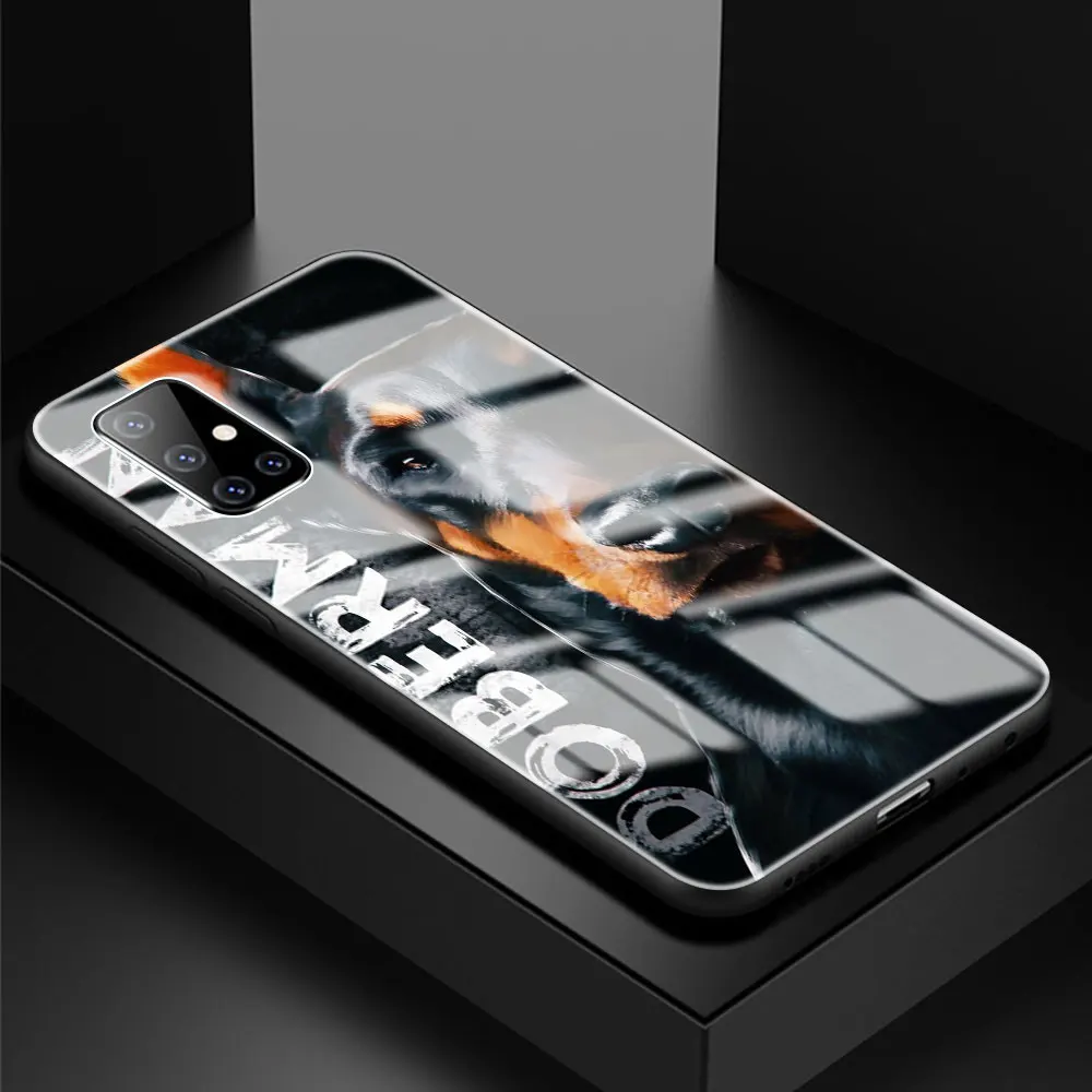 

Fashion Phone Case for Samsung Galaxy A51 A50 A71 A70 A31 A21s A40 A41 A30 Tempered Glass Back Cover Dachshund Doberman Dog