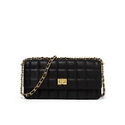 Женская сумка-багет из натуральной кожи, модная повседневная сумка-мессенджер на одно плечо с двойной цепочкой, маленькая квадратная сумка с бриллиантами