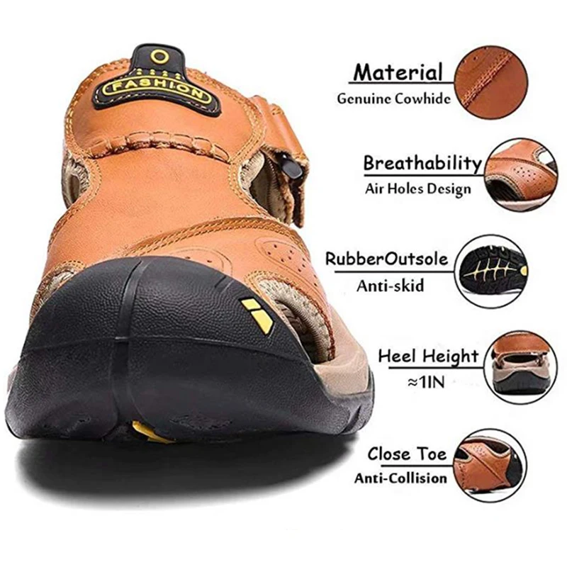 Сандалии CUNGEL мужские из натуральной кожи мягкие и удобные уличные римские