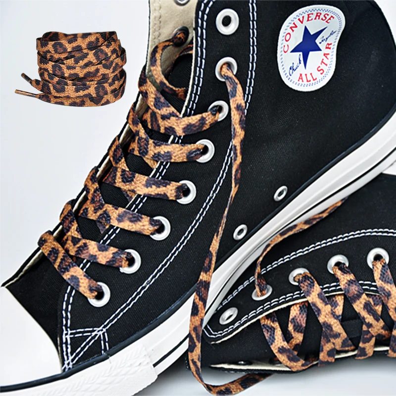 1 Pair Newest Classic Leopard Print Shoelaces Fashion Flat Laces Applicable to all kinds of shoes Free Shipping
