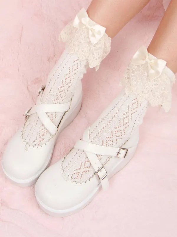 Lolita Socks Bows and Lace Patchwork Student Cotton Sweet Style | Тематическая одежда и униформа