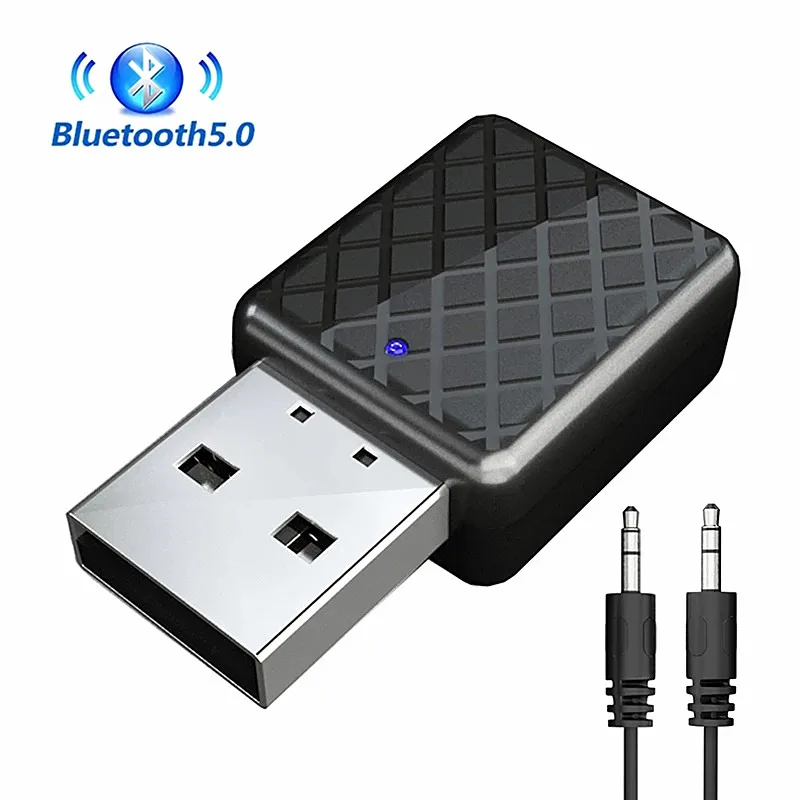 

2 In 1 Bluetooth 5.0 Audio Transmitter Receiver AUX Free Drive Stereo For TV Car Computer Adapter