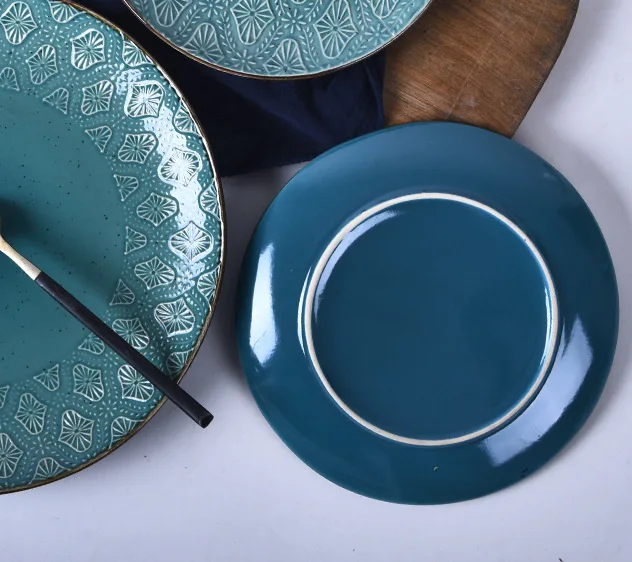 11 дюймов скандинавском тиснением Ретро Керамика дома тарелка большой Западной