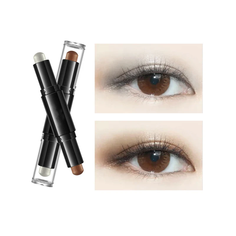 

1 Pc Double Head Lazy Eye Shadow Stick Water Proof Glitter Pearl Highlighter Earth Color No Blooming Lying Silkworm Pen Cosmetic