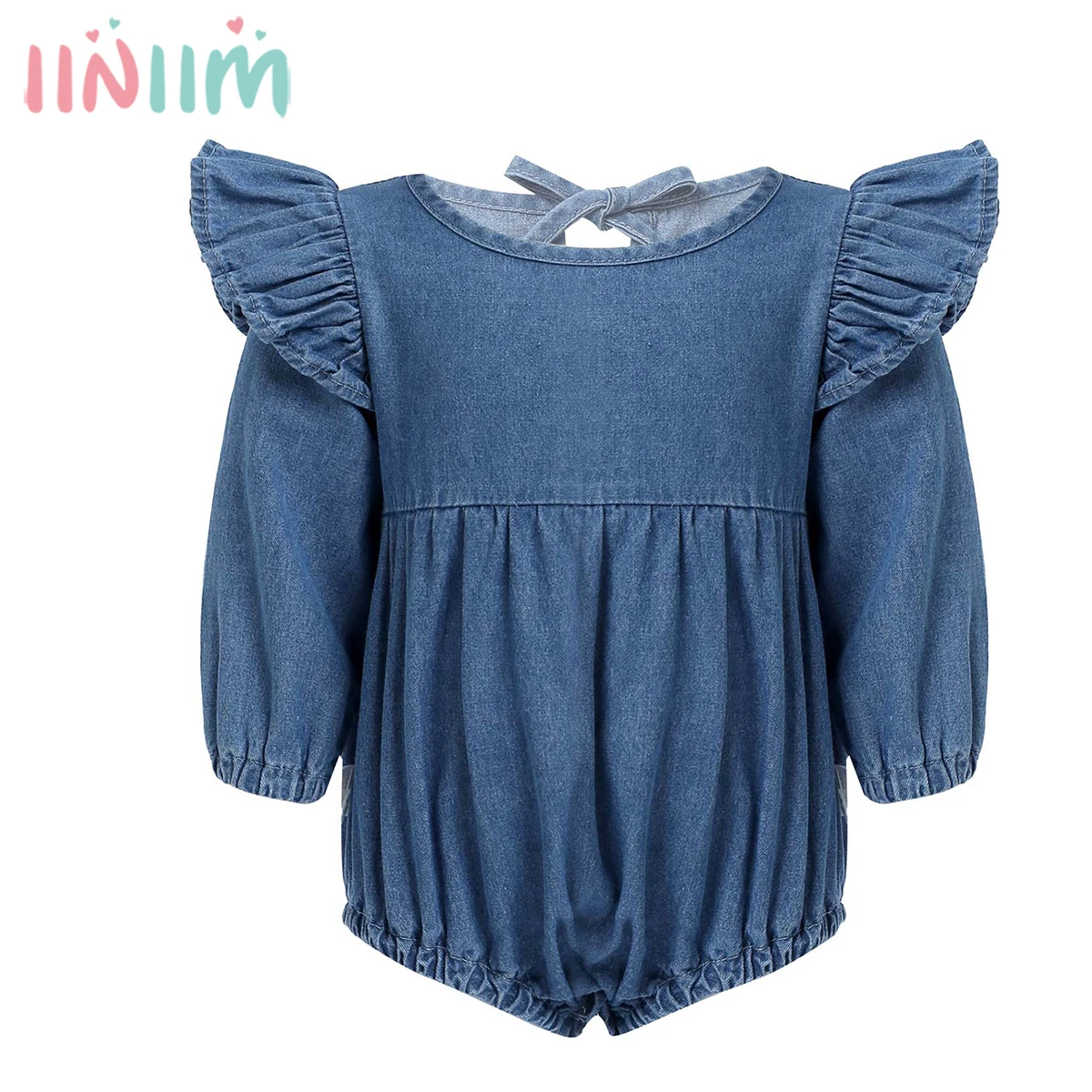 

2020 весенняя одежда для новорожденных, одежда для маленьких девочек, джинсовый комбинезон, комплект с комбинезоном, летающие рукава, однотон...