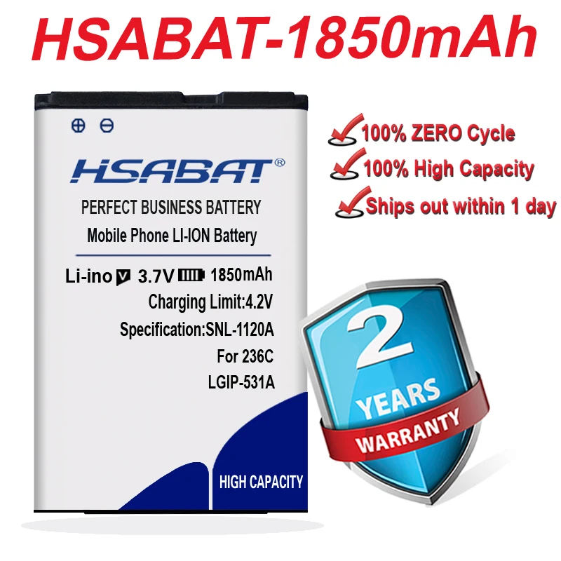 Аккумулятор HASBAT для LG 236C A100 Amigo A170 C195 G320GB GB100 GB101 GB106 GB110 GB125 GM205 GS101 KG280 KU250 1850mAh LGIP