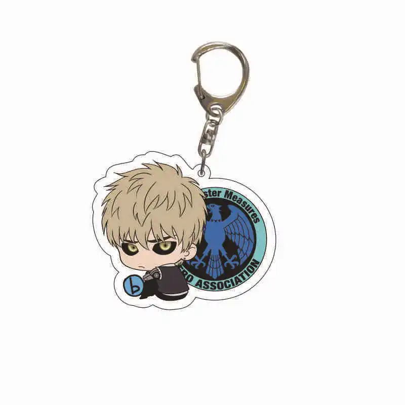 

Anime Acrylic Double-sided Pendant Keychain One Punch Superman Saitama Genos Comic Key Buckle