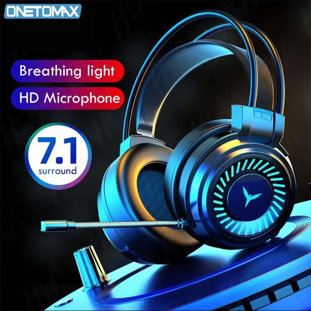 

Gaming Headset 7.1 Surround Sound Wired Headset Gamer PC For PS4 with RGB Light Noise Cancelling Mic Gaming Headphone