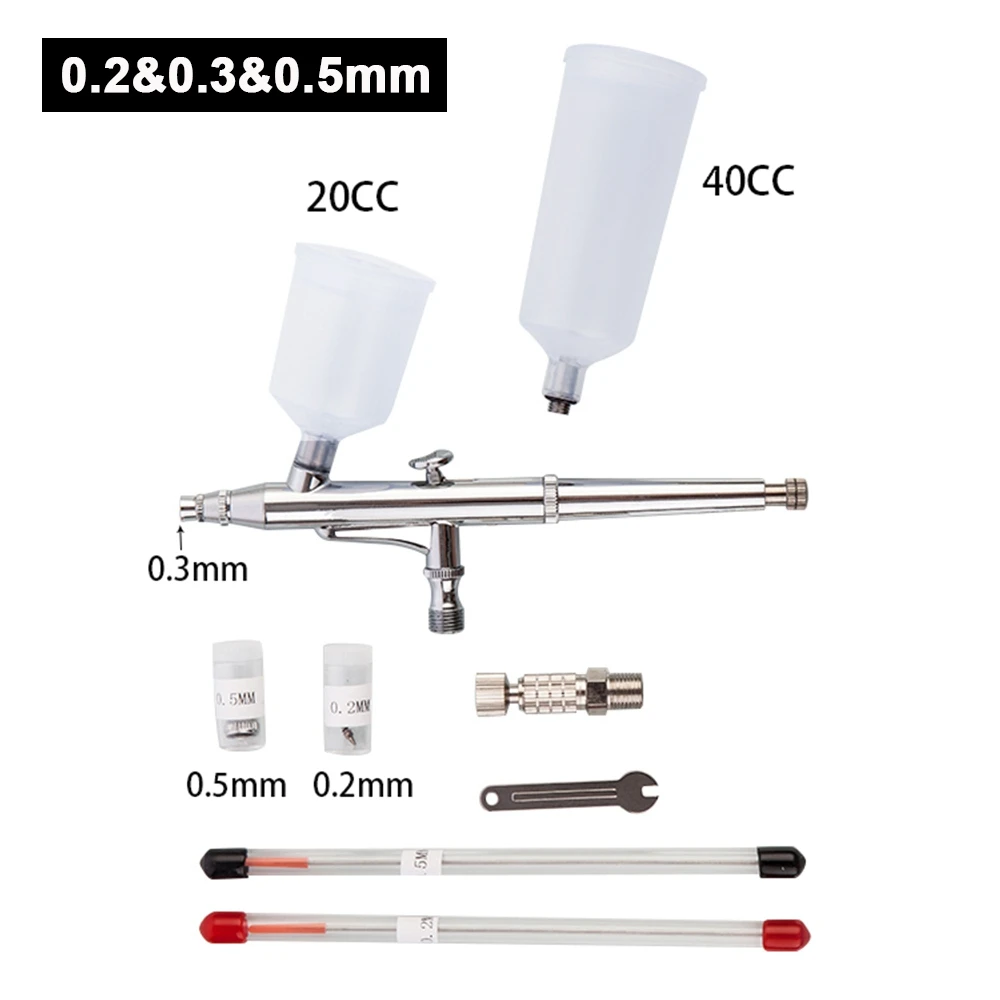 3 Nozzles 2 Cups 0,2/0,3/0,4 мм Аэрограф Пистолеты 2CC татуировки спрей Пистолеты воздушная кисть тела Краски нейл-арта Искусство ремесло Инструменты для тортов DIY Инструменты - Color: 3 Nozzles 2 Cups