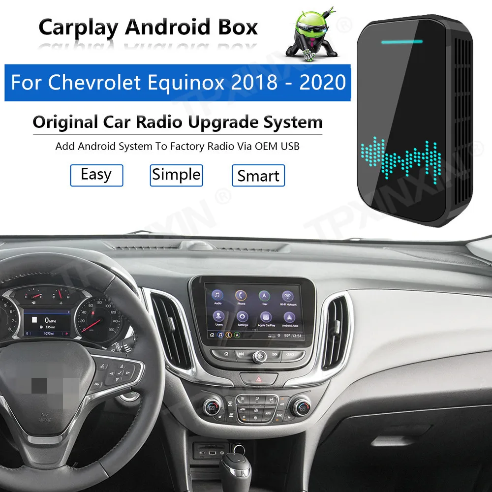 

Обновленное радио Carplay Android Авто аудио для Chevrolet Equinox 2018-20 Apple беспроводной AI Box Автомобильный мультимедийный плеер GPS Navi unit