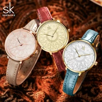 shengke women watches flower dial japanese quartz movement elegant watches for women leather reloj mujer