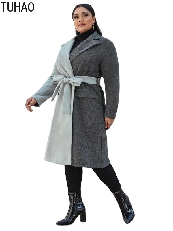 

TUHAO Women Mother Mom Long Trench Coats Plus Size 4XL 3XL Long Sleeve Jackets 2021 FemaleWinter Overcoats Outerwear Large Size