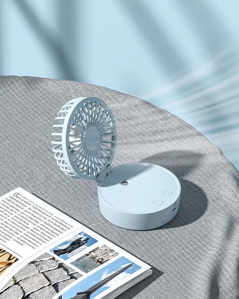 

Rechargeable Fans Speeds Small Portable USB Home Strong Airflow Neck Cooling Portable Electric Colorful Mini Fan 3 Humidifier