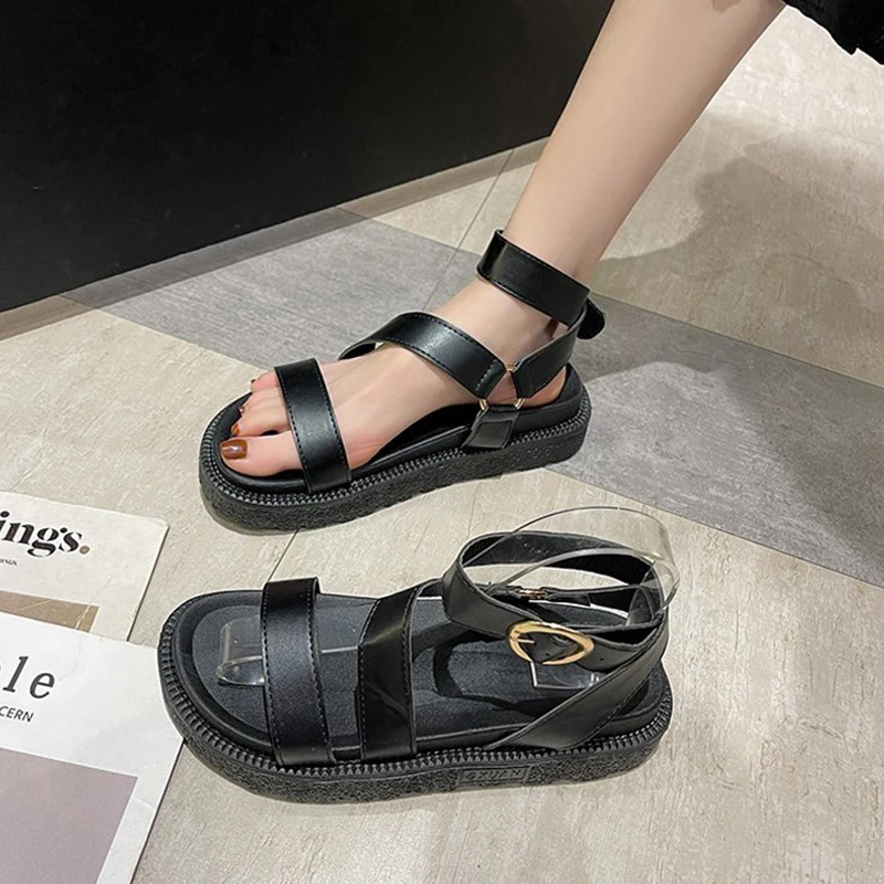 

Comfort Shoes for Women Med 2021 Summer Buckle Beige Heeled Sandals Espadrilles Platform Medium Black Flat Clogs High Strap Fash