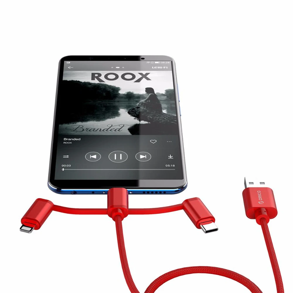 ORICO 3 в 1 type C Micro USB C кабель для iPhone 8X7 6 6S Plus iOS 10 9 8 samsung Nokia USB быстрая зарядка нейлоновые Кабели шнур