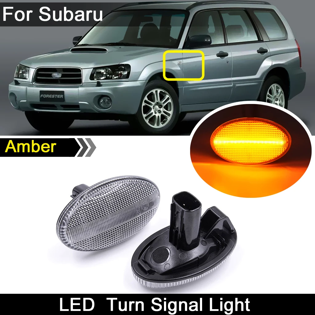 

2Pcs For Subaru Liberty Forester Impreza WRX STi Clear Lens Car Front LED Side Marker Light Amber Turn Signal Lamp