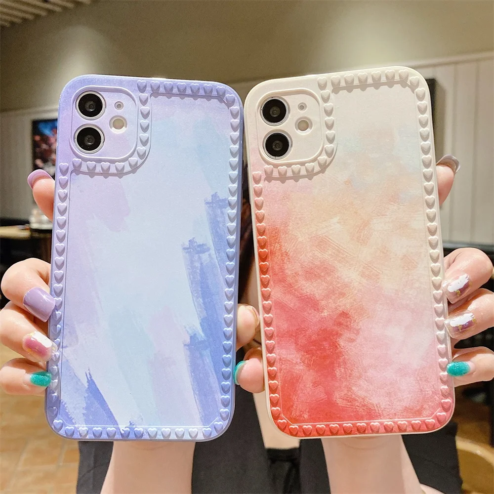 

Watercolor Phone Case for IPhone 12 Pro Max Funda Gradient Photo Frame Soft Cover for Iphone11 X Xs Xr 7 8 Plus SE2020 6S Coque