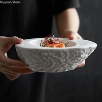 white special shaped irregular dinner plate creative stone grain egg shaped bowl insulation bowl hotel restaurant tableware