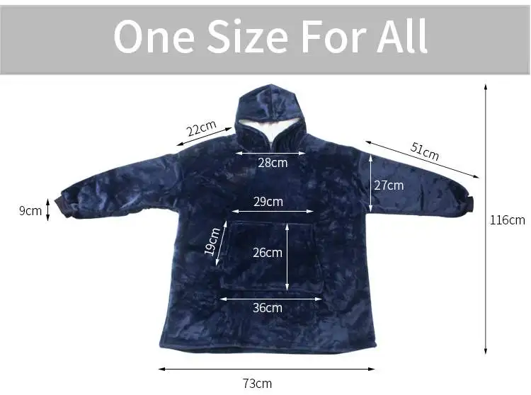 

Thick Winter Adults Sofa Warm TV Blanket Wearable Outdoor Hiking Hooded Sweatshirt Blanket Warm Hoodie TV Blankets With Pocket