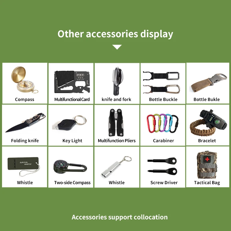 

Camping Accessories Outdoor Emergency Survival Kit For Hiking Camping