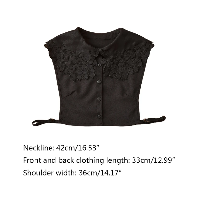 

Women Chiffon Detachable Half Shirt Sweet Bowknot Embroidery Fake Collar Dickey