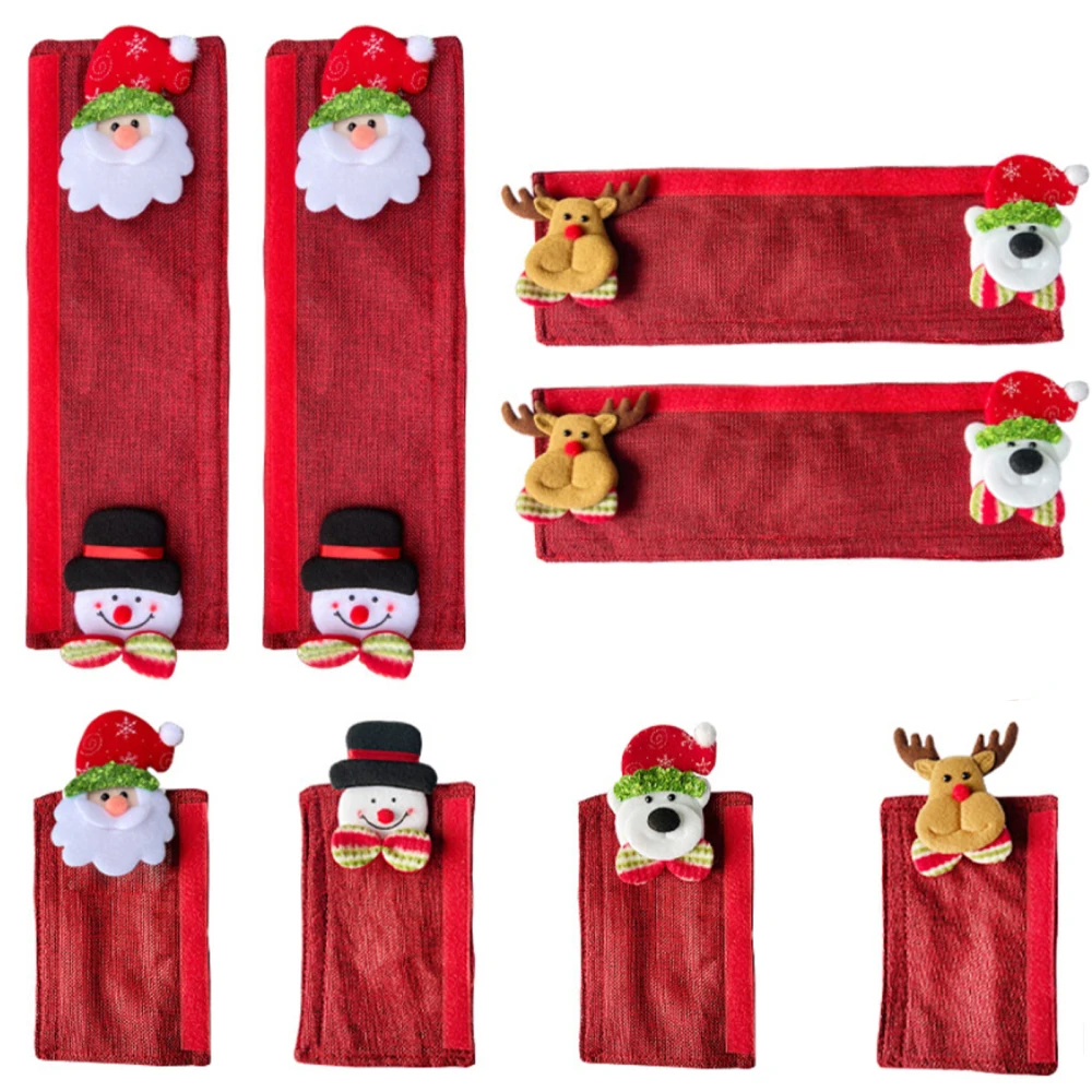 

Decoration Handle Cover Protection Case Decorations Knob Protector For Refrigerator Door 8-piece Set Linen 8pcs Christmas Items
