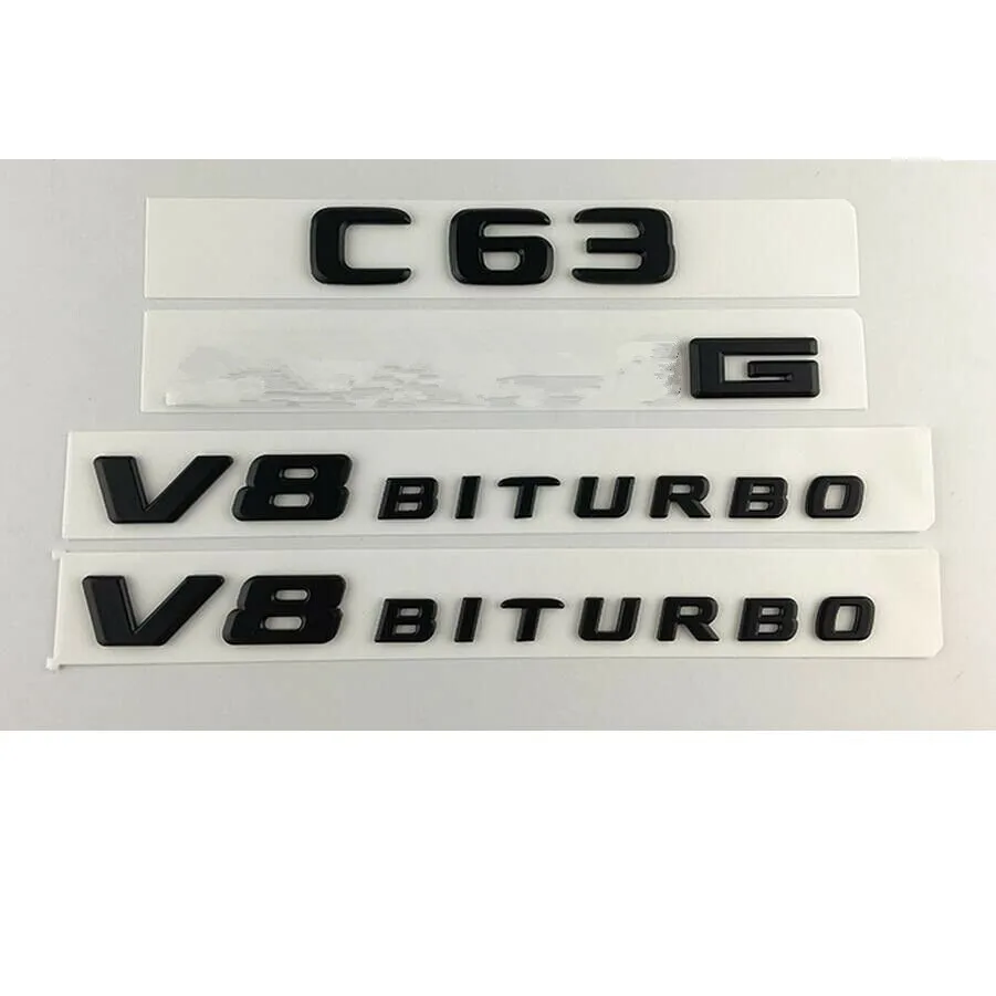 Матовый черный C63 V8 BITURBO багажник брызговик эмблемы значки для Mercedes Benz W205 |
