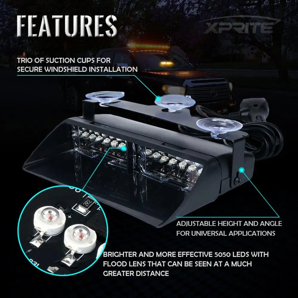 Предупреждение мигающий светильник 16LED 12V аварийного автомобиля грузовика
