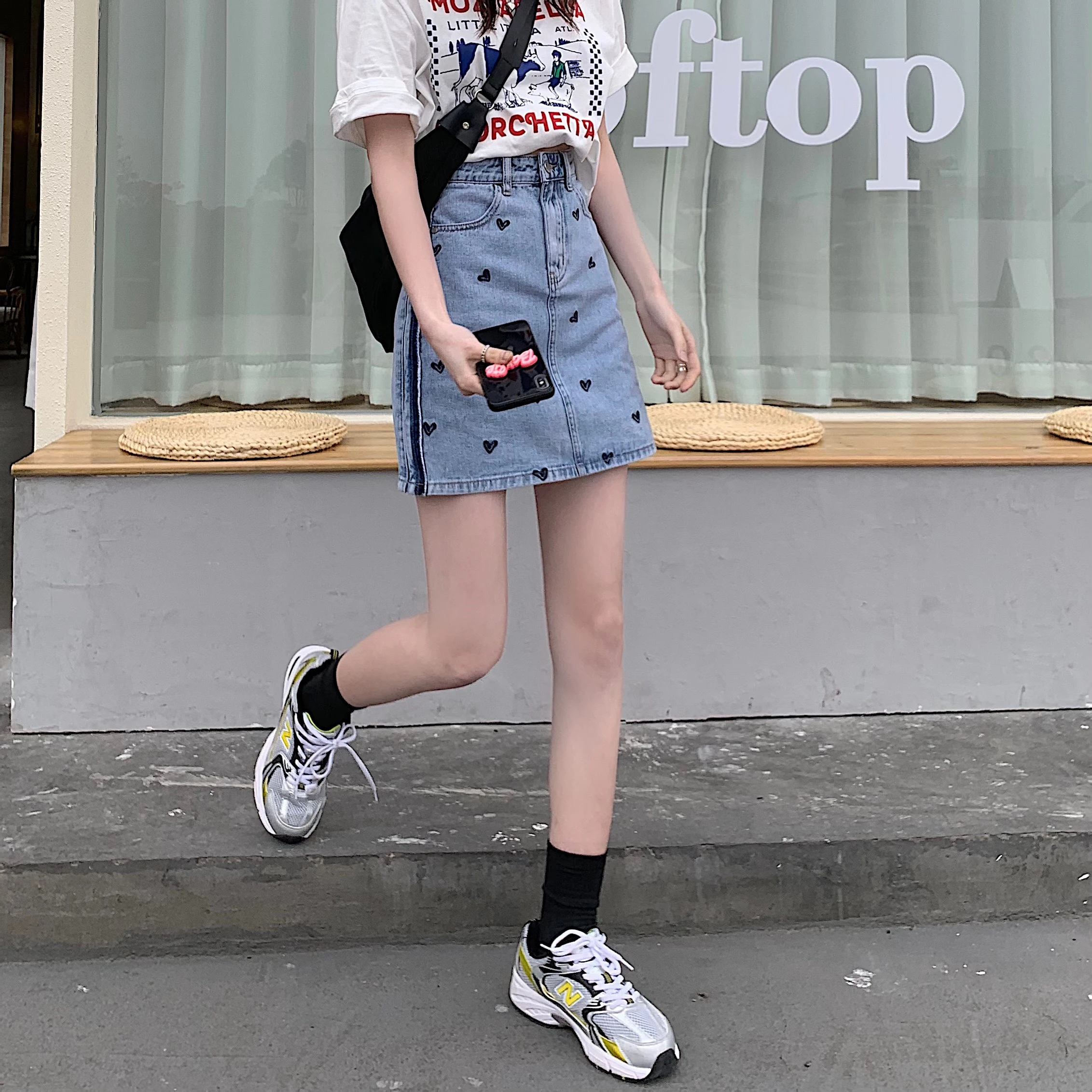 Новая летняя винтажная женская юбка Стильная Милая джинсовая с высокой талией и