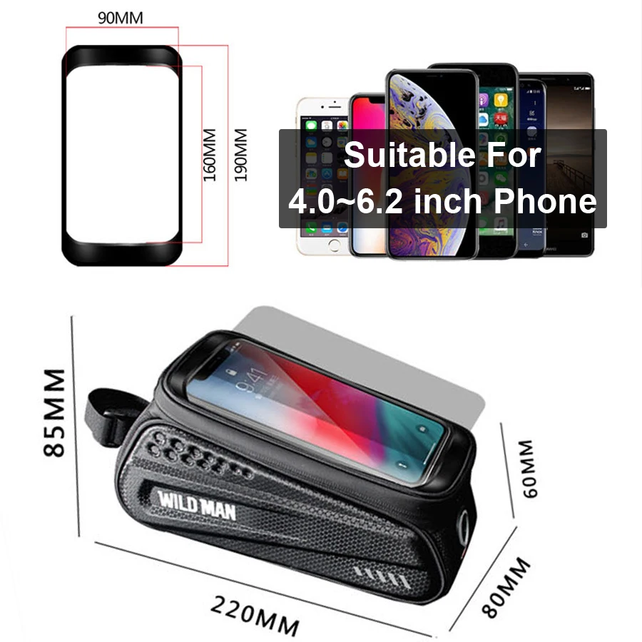 Сумка велосипедная Водонепроницаемая на раму 6 5 дюймов | Спорт и развлечения