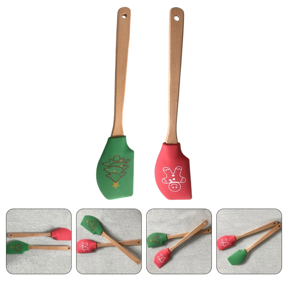 

2pcs Christmas Cream Scrapers Cake Scrapers Adorable Baking Tools (Assorted Color)