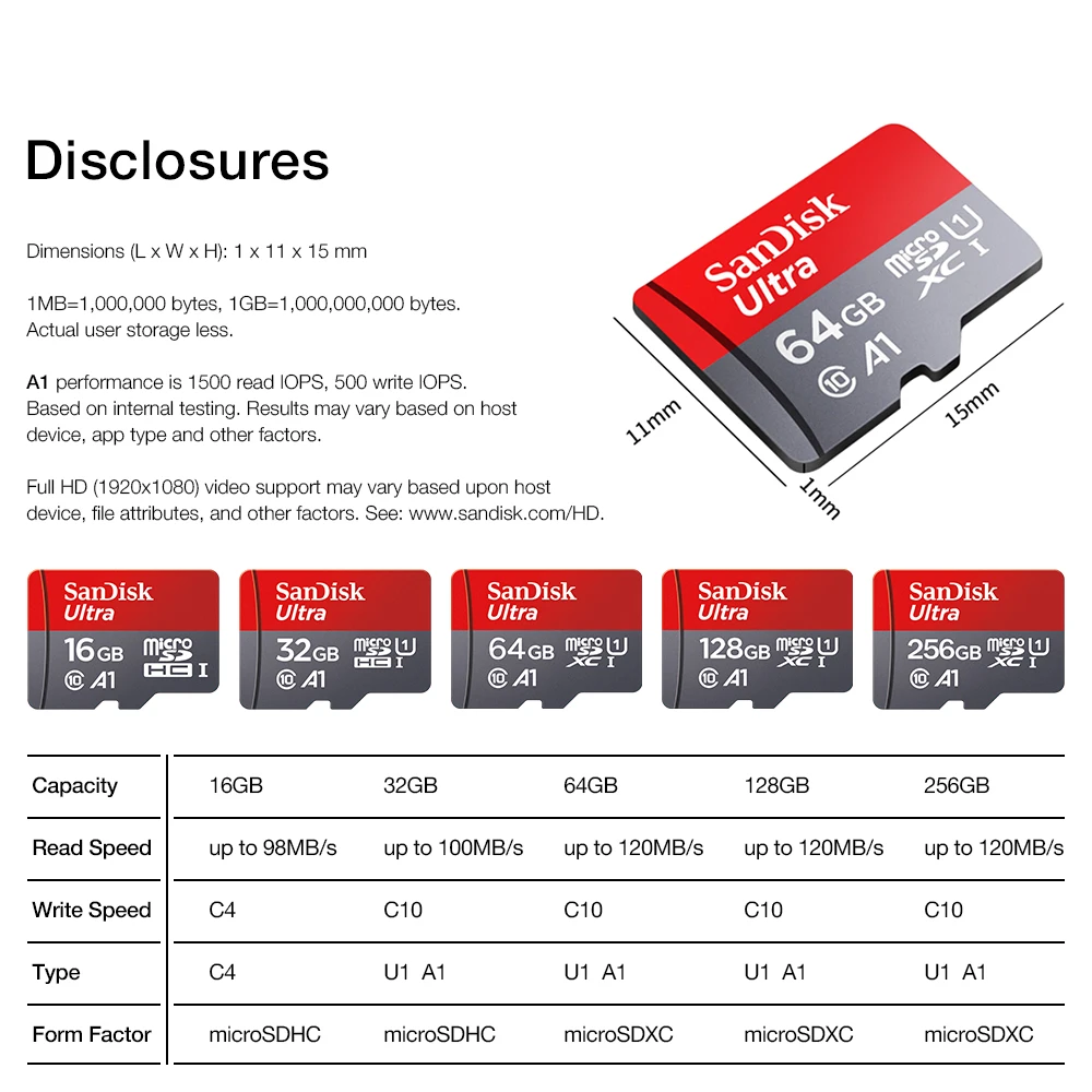Sandisk карта памяти Micro SD 128 ГБ 32 64 256 16 ГБ|Карты памяти| |