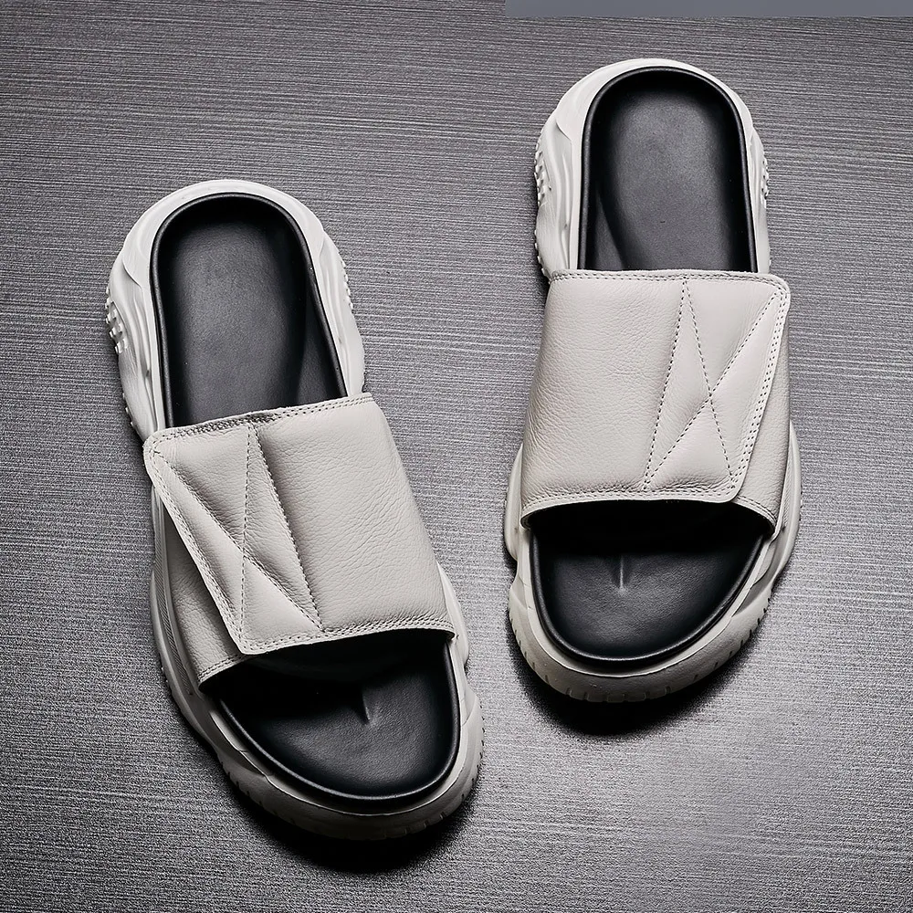 2021ss Summer New Genuine Leather Thick Bottom Men's Slippers Sandals Beach Shoes Men's Shoes Women's Shoes Men's Casual Shoes