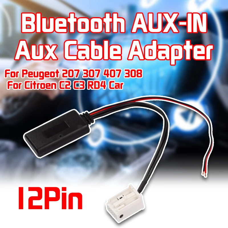 12Pin Bluetooth модуль беспроводной Радио Стерео AUX-IN Aux кабель адаптер для peugeot 207 307 407 308 для Citroen C2 C3 RD4 автомобиля