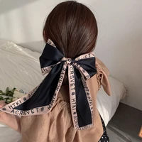 fashion satin diy print small scarf women riband handle bags narrow long wrist ribbon hair band scarves wraps hair accessories