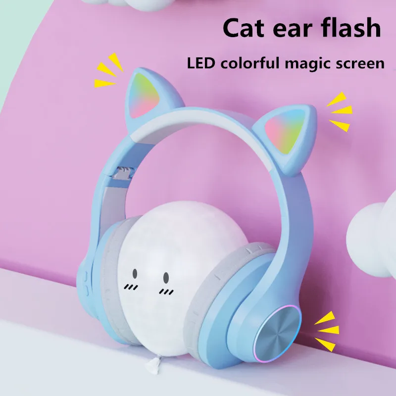 

Мультфильм Детские ободки с кошачьими ушками для Bluetooth гарнитура с микрофоном с функцией подачи Хай-Фай музыки и Беспроводной Игровые наушн...
