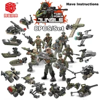8in1 city counter terrorism swat figures building blocks mega modern military soldier super police corps minifigs weapons toys