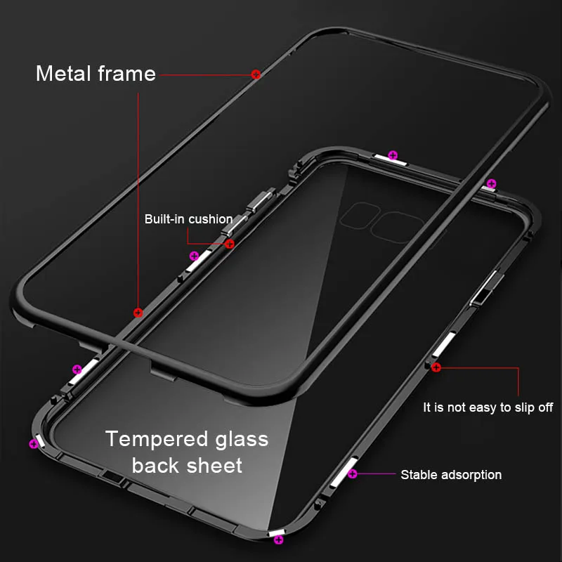 BALMORA Magnetic Adsorption Case For Samsung Galaxy S10 S9 S8 Plus A50 A60 A70 A40S Metal Back J4 J6 J8 |