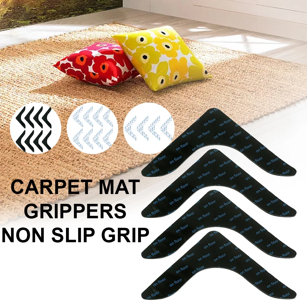 

Anti Skid Rug Strong Adhesive Stopper Tape Sticker Non Slip Grip Small Corners Triangular Pad Washable Removable For Carpet Mat