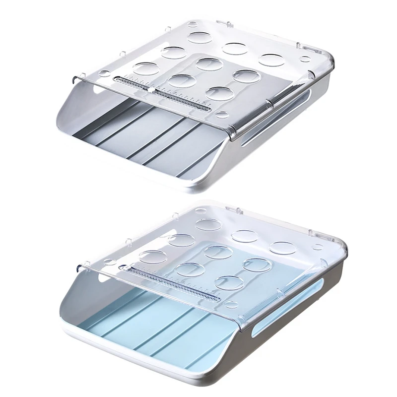 

2 Pack Refrigerator Egg Organizer, Auto Scrolling Egg Storage Box, Can Hold Up 42 Eggs, Kitchen Egg Container