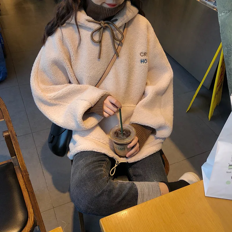 

Пуловер женские зимние весенние толстовки 2020 Осень Harajuku кавайная Толстовка Теплые вельветовые изделия оптом лоты для девочек Толстовка То...