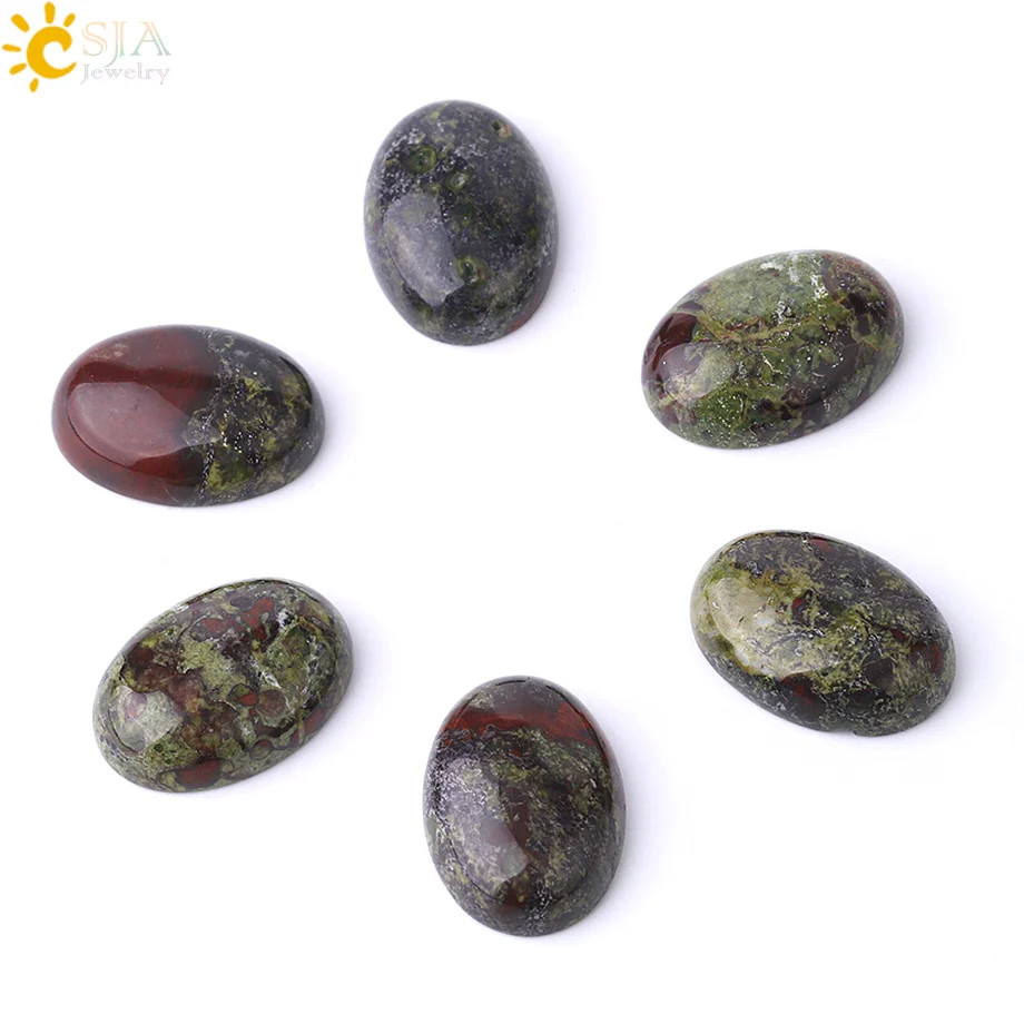 CSJA Natural Dragon Blood Stone Cabochon for Needlework Handmade Jewelry DIY Making Oval Loose Gem Stone Beads 18x25 30x40 F833